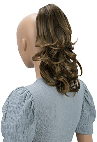 CAISHA 35cm Haarteil Helena Zopf Haarverlängerung mit Butterflyklammer Voluminös Gewellt Braun Mix H129