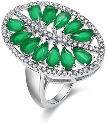 Uloveido Marquise Cut Green Leaf Kostüm Schmuck CZ Kristall Ring für Frauen Weibliche Platin Überzogene Hochzeit Ringe Größe 52 (16.6) PJ100