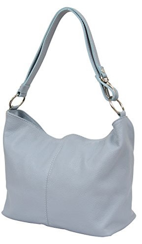 AMBRA Moda Damen Leder Handtasche Schultertasche Umhängetasche Hobo bag GL005 (Hellblau)