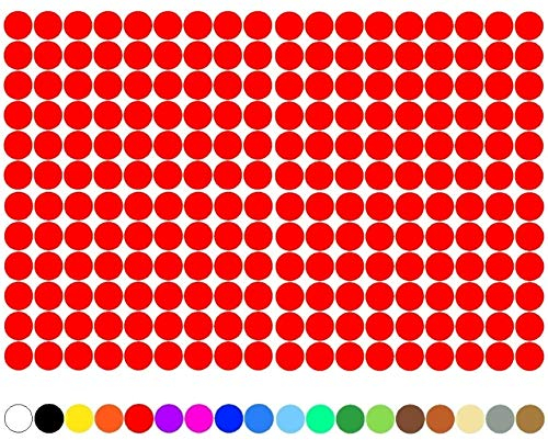 100 Stück Klebepunkte Punkte Kreise Aufkleber Punkt Inventur Folie Markierung K018 (032 Hellrot, 5mm)
