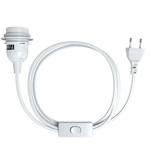 EAZY CASE - Lampenfassung E27 mit Kabel [MIT SCHALTER] - Fassung E27 mit Kabel - Lampenfassung mit Schalter - Lampenkabel mit Fassung - Glühbirne mit Kabel - Lampenfassung mit Stecker - Für DIY Lampen