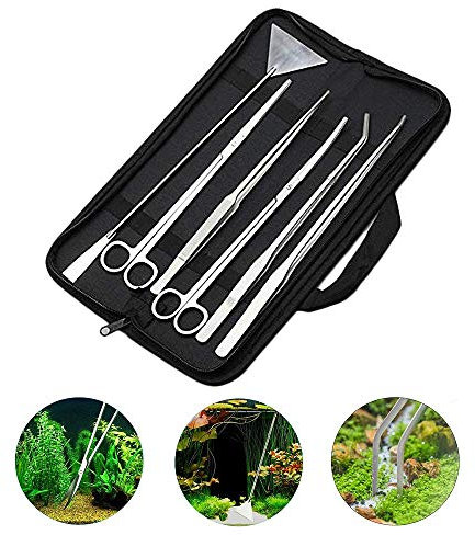 ZuoLan 1set/6pcs Aquatic Plant Tweezers Scissor Spatula Tool Complete for Aquarium Tank Nourishing Stainless Steel 30cm Aquarium Accessories Terrarium Scaping Gravel Tools Set
