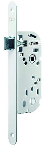 Yale Einsteckschloss, ohne Schlüssel, 40 mm, Truhe 135 mm – Y12R-A40/B/SC – Reversibel – Rundkopfbügel – Innentür für Kommunikation, Küche, Wohnzimmer – Weiß, inklusive Schließe