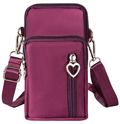 Travel Moblie Phone Shoulder Pouch Crossbody Bag for Samsung Galaxy S23 Ultra S23+ A06, A05, A05s A13 A14 A04 A04s M13 M33 iPhone 11 Pro Max XS Max OnePlus 13 12 11 10 Pro (Purple)
