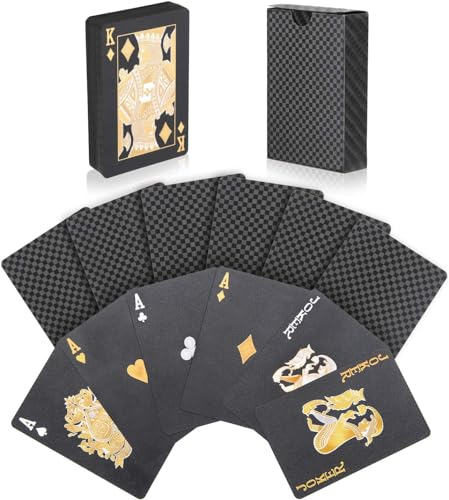 joyoldelf Jeu de Carte Poker Étanches en Plastique Diamond Noir Nouveauté - Parfait pour la Fête et Le Jeu