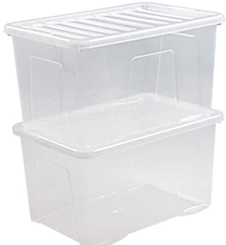 Wham Storage Boxes 60L Stackable Containers With Clip Lid Pack Of 3, Conveniently Store Your Household Items Like Toys (3, 60)