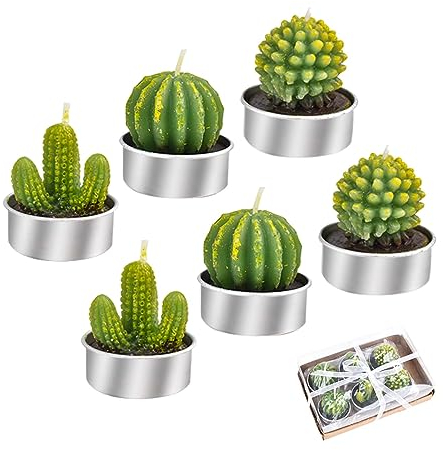 Kaktus Teelicht Kerzen 6 Stück Handgefertigt Zart Saftig Kaktus Kerzen für Party Hochzeit Spa Dekoration Geschenke