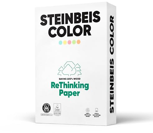 Steinbeis Color ReThinkingPaper Kopier-Papier – DIN A4 Recycling-Papier 80 g/m², Drucker-Papier ISO 20494, Blue, 5 x 500 Blatt