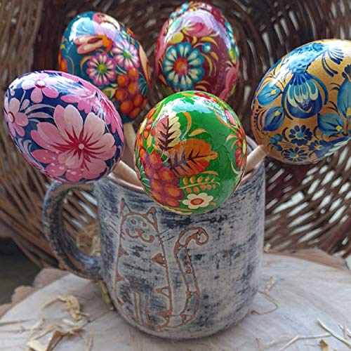 Weihnachtsengel Deko aus Holz Handbemalt 9.5 х 7.5 х 0.5 cm mit Schönem Blumenmuster nach Ukrainischer Tradition Handgefertigt - Kunstvoller Weihnachtsschmuck und Sammlerstück