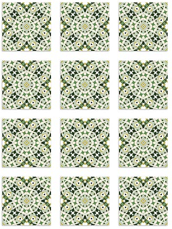 Panorama Azulejos Adhesivos Cocina Baño Pack de 8 Cenefas de Baldosas de 100x10 cm Hidráulica Tipo Oriental Verde - Revestimiento de Paredes - Cenefas Adhesivas