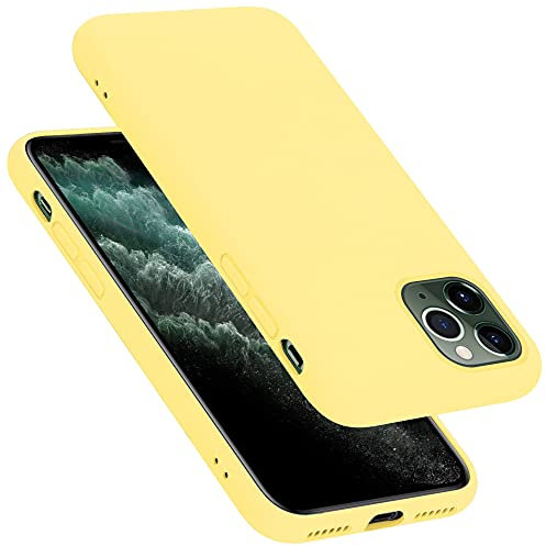Cadorabo Custodia compatibile con Apple iPhone 11 PRO MAX in LIQUID GIALLO - Morbida Cover Protettiva Sottile di Silicone TPU con Bordo Protezione - Ultra Slim Case Antiurto Gel Back Bumper Guscio