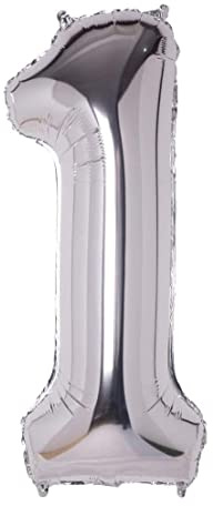 H HANSEL HOME Grand globe en argent 110 cm géant en Mylar Idéal pour la fête, convient pour l'hélium - Numéro 1 Número 1