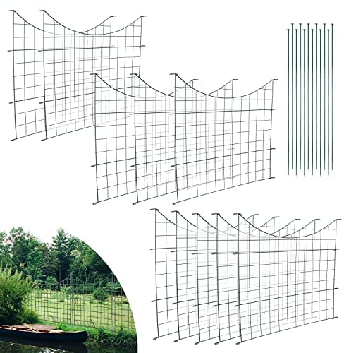 SWANEW Clôture d'étang, de jardin en métal, enclos ouverts, clôtures grillagées, pour lapins, chiens, étang 22 pièces, 10 éléments et 12 barres fixation (sous arc)., 48965552