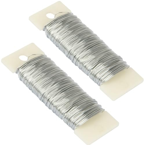 2Pack Floristry Wire Silver Garden Floral Wire 22 Gauge FloristsWire,FloralWire Christmas WreathWire,MossingWire Binding Wires,Flexible Paddle Wires for Xmas Wreath Makeing,Craft,Flower Arrangements
