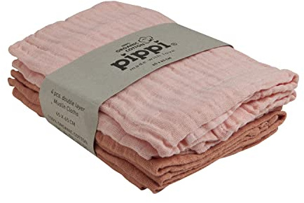 Pippi Unisex Baby Stoffwindel Mullwindel, Veiled Rose, 65x65 EU