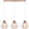 TOKIUS 3-flammig Pendelleuchte Retro Hängelampe mit Geometrischem Design 16CM Lampenschirm E27 Lampe aus Eisen Käfig Roségold Hängeleuchte für Esstisch Küche (Pendellampe, Balken)