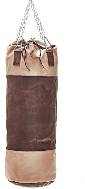 Modest Vintage Player Retro Boxsack aus Leder (ungefüllt), cremefarben/braun