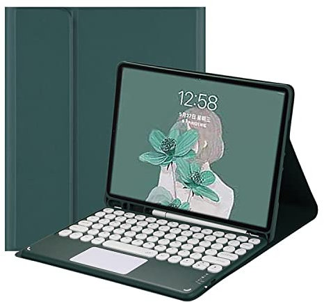 ERY Cover Tastiera per Samsung Galaxy Tab A7 10.4 Modelli 2022/2020 (SM-T500/T503/T505/T507) Tasti Rotondi Carini Tastiera Italiana Wireless Colorata Staccabile con Supporto per Penna S,Dark Green