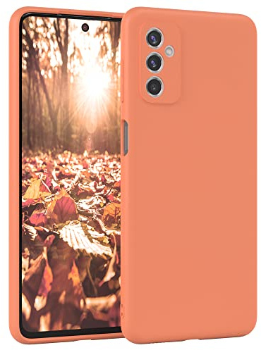 EAZY CASE - Silikonhülle für Galaxy M52 5G Hülle Silikon Case Orange weich stoßfeste Handyhülle Schutzhülle mit Kameraschutz Dünn Premium Schutz Cover TPU Phone Bumper in Pastell Hellorange Matt