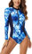 Maeau - One Piece Swimsuits for Women Athletic Swimwear Long Sleeve Sun Protection Front Zip Surf Suit Wetsuit Beachwear Rash Guard Swimming