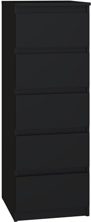 CDF Moderne Kommode Malwa W5 | Farbe: Schwarz | Schrank für Dokumente, Kleinigkeiten | Ideal für Wohnzimmer, Schlafzimmer, Kinderzimmer, Jugendzimmer und Büro | 5 geräumige Schubladen