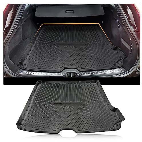 LFOTPP Vol-vo V90 2017-2022 2023 Kofferraumwanne Gummi Original, rutschfeste Wasserfest Kofferraummatte Aufgerüstet TPE 3D Auto Zubehör, V90 Kofferraum Trunk Schutzmatte