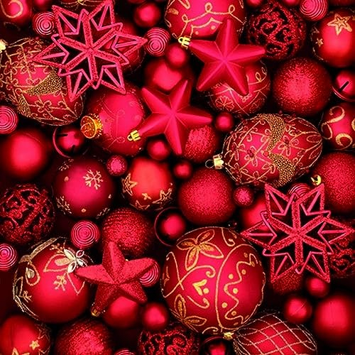 20 Servietten Weihnachten Rote Kugeln und Sterne als Tischdeko. Papierservietten mit Motiv. Auch für Decoupage und Serviettentechnik 33x33cm