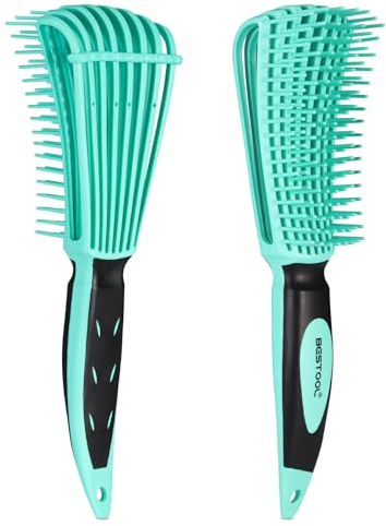 BESTOOL Haarbürste, Pro Entwirrbürste für Naturhaar für Afro Haare 3a bis 4c Verworrenes, Welliges, Lockiges Haar, Entwirrer leicht mit Nass/Trocken, Verbesserung der Haartextur (Grün)