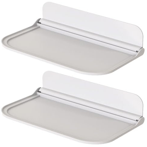 ShaMyiuCnz 2 Pcs Floating Wall Shelves Self Adhesive White Floating Wall Shelves Small Self Adhesive Wall Shelf for Bedroom Playroom Bathroom Living Room Kitchen Office