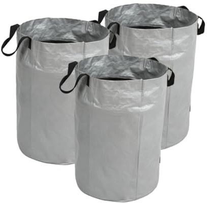 Borsa per rifiuti da giardino 3 × 150 litri, borsa per foglie grigie, borsa da giardino, raccoglitore di foglie, in materiale PE alimentare