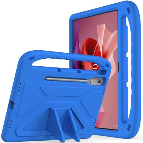 Funda para niños Lenovo Tab P12 (12.7 pulgadas) 2023 TB-370/TB-371, funda protectora ligera y duradera de EVA a prueba de golpes, funda resistente para tablet con soporte de asa (azul)