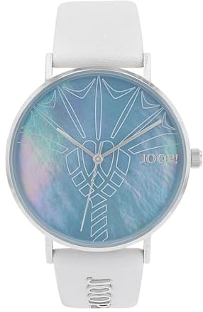 Joop! Armbanduhr Damen Quarzuhr analog, mit Leder Armband, Silber, 5 bar wasserfest, Kommt in Uhren Geschenk Box, 2035633
