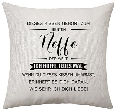 Geschenke für Neffe Kissen Deko Geschenke für Neffe von Tante Onkel Idee für Neffe Geburtstagsgeschenke Hochzeitsgeschenke Weihnachts Langstreckengeschenke Quadratische Taille Kissenbezug (Neffe)