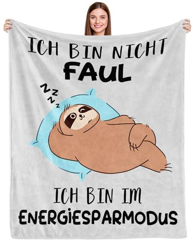 COZYCRIB Faultier Geschenk Lustige Geschenke für Frauen und Männer Faultier Decke Weihnachten Geburtstag Witzige Geschenke für Freundin Flanell Faultier Kuscheldecke 150x130cm