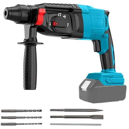 Martillo perforador para Makita con batería de 18 V, sin escobillas, inalámbrico, taladro de martillo/taladro plano/cincel, 2,8 J, 1500 rpm, 4500 ppm, 3 modos de aplicación