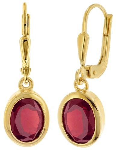 trendor Damen-Ohrringe Gold 333/8K Granat Ohrhänger liebevoller Ohrschmuck für Frauen, elegante Gechenkidee und modisches Accessoire 68403