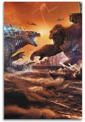 CHANGLES Godzilla Vs. Kong Filmkunst-Poster, 60 x 90 cm, ungerahmt, für Hausbau, ästhetische Dekoration, Schlafzimmer-Dekoration