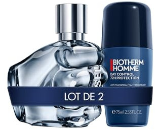 Lot de Diesel Only The Brave, Eau de Toilette pour Homme en Spray Vaporisateur, Parfum Frais, 35 ml + Biotherm Homme, Day Control Déodorant Homme Anti-Odeur, Efficacité 72H, Tous Types de Peau