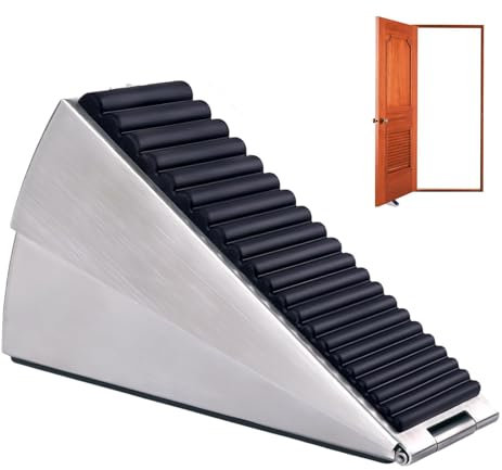 Strongest Large Door Stopper, Metal Heavy Duty Door Stop Wedge Tall Door Stopper, Anti-Slip Adjustable Spring Loaded Rubber Door Stop, Bottom of Door Stop, Stainless Steel High Doorstop Wedge