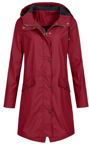 EFOGEP Veste imperméable pour femme - Manteau de randonnée à manches longues - Trench - Imperméable - Coupe-vent - Avec capuche - Pour l'automne et l'hiver - Veste de course légère avec poches,