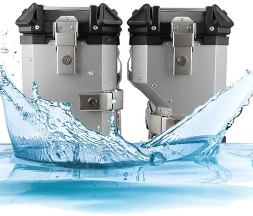 Generisch Seitenkoffer für Motorrad, 38 l Fassungsvermögen, Hardtail-Tasche, wasserdichte Aluminium-Motorrad-Satteltaschen, Schwarz/Silber, Aufbewahrungstaschen für Links und rechts, Seitenkoffer für