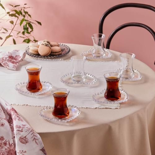 Karaca Rory Ensemble de 12 Pièces en Verre pour Thé Turc pour 6 Personnes, 14 cm