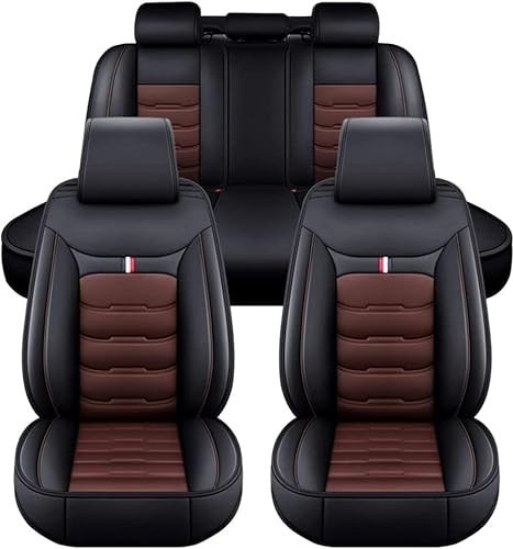 JXTTJ Auto Sitzbezüge Set für VW T-ROC SUV/R-Line (A11) 2017 2018 2019 2020-2023 2024 2025, 5 Sitzer Schonbezüge Sitzschoner Vorne Hinten Wasserdicht Sitzauflage Accessories,F-Black Brown