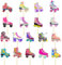 36 Stück Rollschuh-Partydekorationen, Cupcake-Topper, bunte Skate-Party-Dekorationen, Rollschuh-Motto-Party-Geburtstags-Dekorationen, Rollschuhlaufen Partygeschenke für Zuhause, Kindergeburtstags