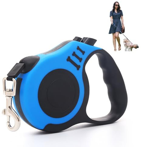 Guinzaglio per Cani Allungabile,Guinzaglio Retrattile per Cani,Espandibile 5M guinzaglio per cani Retrattile,Adatto a cucciolo di piccola e media taglia di peso inferiore a 15KG,Blu