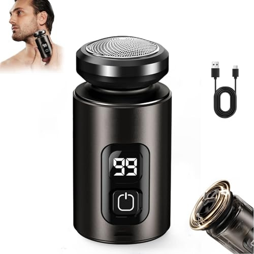 Rasierer Herren Elektrisch, 8000rpm 8cm Mini Shaver IPX7 wasserdicht | mit 360° Federbelasteter Schwimmkopf, 90g, für Zuhause, Auto, Reisen