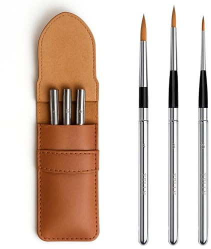 Travel Watercolor Brushes, Travel Kit with Leather Pouch Perfect for Watercolor Acrylics Gouache Ink Painting