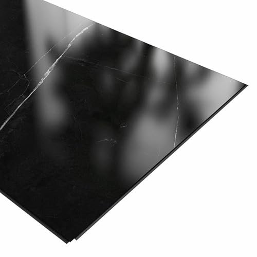 Wandpaneel SPC/PVC, Marmor-Dekor, Satinschwarz, 90 x 260 cm – 2,34 m²