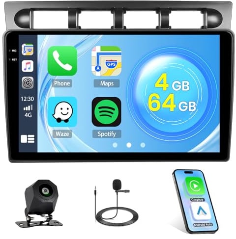 Roinvou 4+64G Radio Android para KIA Morning Picanto 2004-2007 Wireless Carplay Android Auto, 9 Pulgadas Incell Pantalla Táctil Estéreo Radio con GPS Bluetooth EQ WiFi RDS FM SWC Cámara Trasera