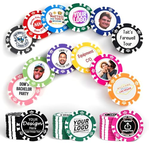 UIDMEN Personalisierte Pokerchips, benutzerdefinierte Pokerchips mit Logo/Text, 14 Gramm Texas Hold 'em Clay Pokerchip, benutzerdefinierte Token für Bar, Party, Visitenkarten und Promotionen, Geschenk